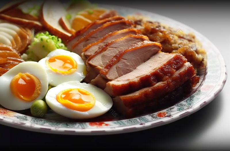 餐馆美食香酥鸭饭配甜汁酱,高清,摄影图,摄影图片,图片大全,摄影图免费下载